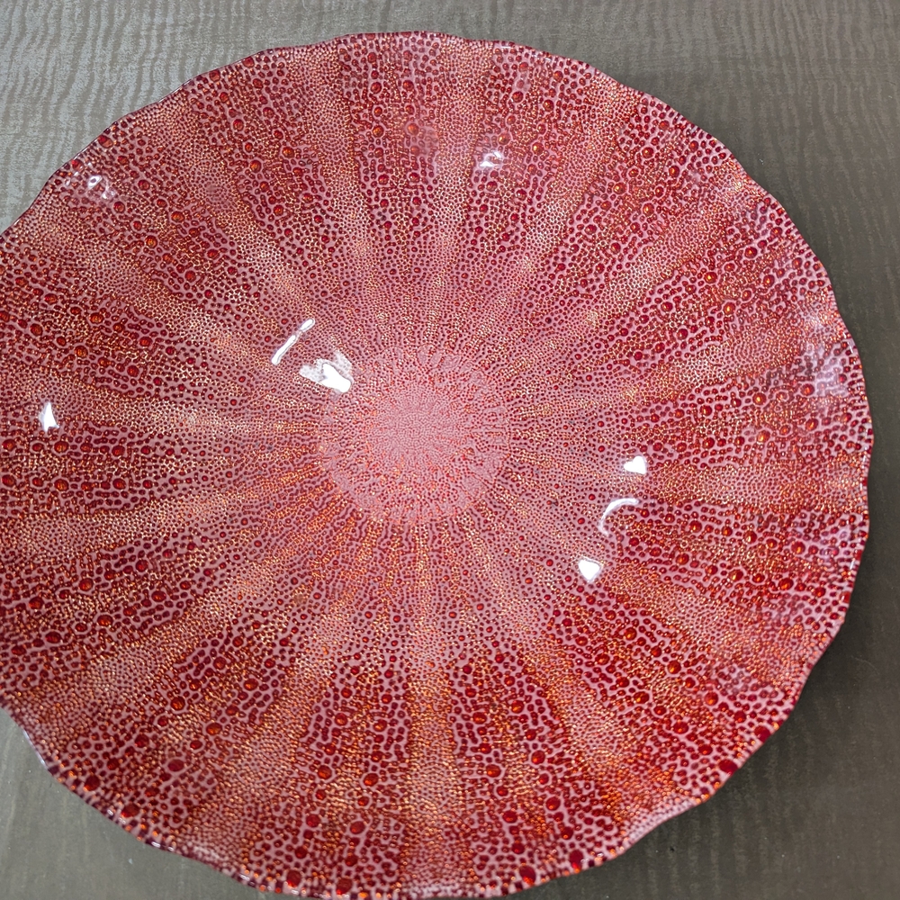 Elegant Red & Gold Large Decorative  Plate Or Serving Platter.